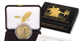 2025-W $50 Uncirculated American Gold Eagle Launches US Mint Product Image of 2025-W Uncirculated American Gold Eagle