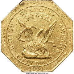 1851 Humbert Fifty Dollar, MS60