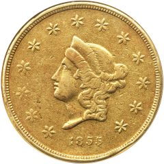 1855 Wass, Molitor Fifty Dollar, XF40 K-9, Important Pioneer Gold Issue