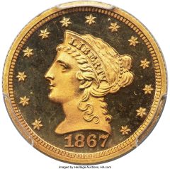 1867 Quarter Eagle, PR67 Deep Cameo