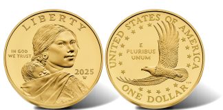 U.S. Mint 25th Anniversary 2025 Sacagawea Gold Coin Available Today 25th Anniversary 2025-W Proof Sacagawea Gold Coin - Obverse and Reverse