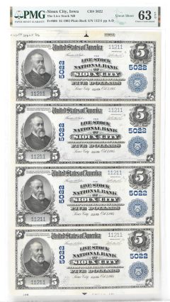 Sioux City 1902 $5 Blue Seal sheet
