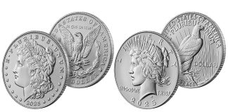 U.S. Mint Launches 2025 Uncirculated Morgan & Peace Silver Dollars US Mint images 2025-P Uncirculated Morgan and Peace Silver Dollars