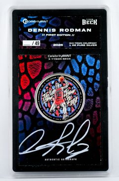 Autographed Dennis Rodman coin card