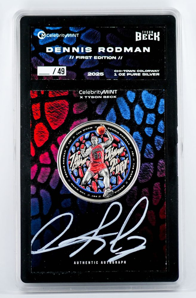 Autographed Dennis Rodman coin card