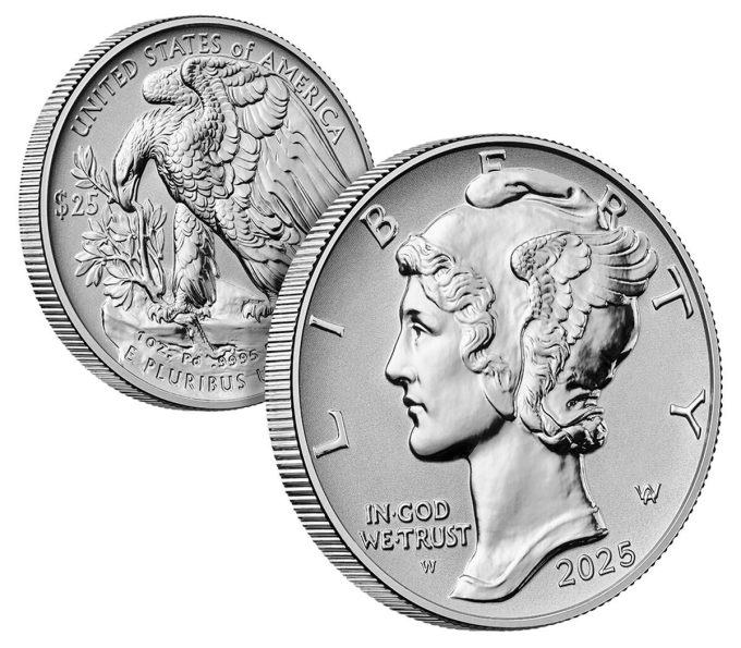 US Mint product image side of 2025-W $25 Reverse Proof American Palladium Eagle