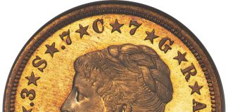 Heritage ANA Auctions Hit $68M; Three Coins Surpass $2M 1880 Coiled Hair Stella, Judd-1660, PR67 NGC. CAC