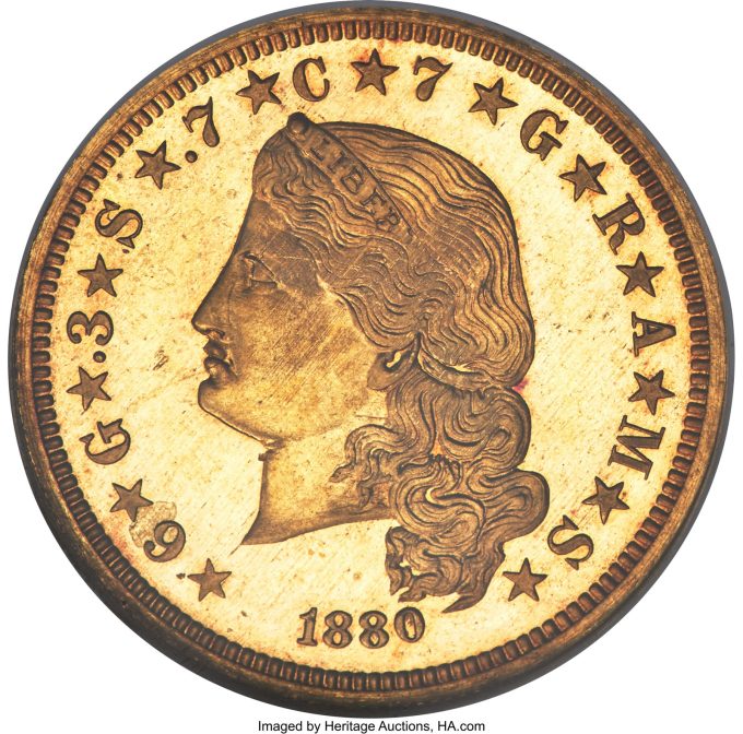 1880 Flowing Hair Stella, PR66 Cameo NGC