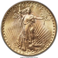1931-D $20 MS66 PCGS. CAC