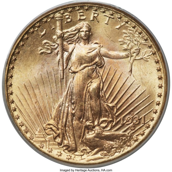 1931-D $20 MS66 PCGS. CAC