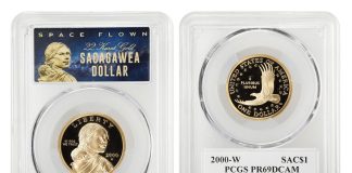 Space-Flown Sacagawea Dollars Drawing Bids in Stack’s Bowers Auction Space Flown 22 Karat Gold 2000-W Sacagawea Dollar - Lot 1001