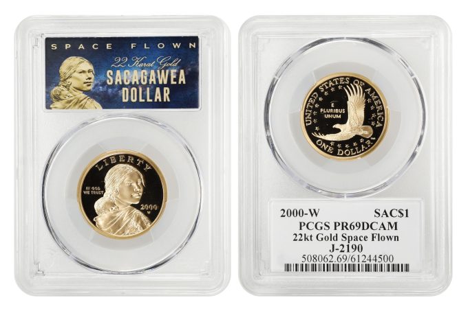 Space Flown 22 Karat Gold 2000-W Sacagawea Dollar - Lot 1001