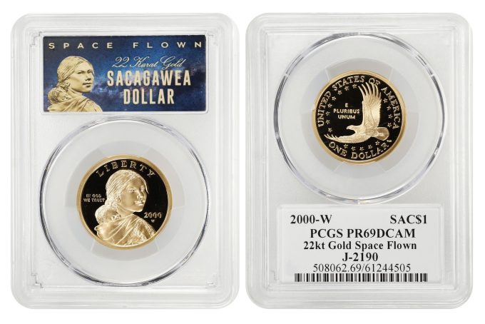 Space Flown 22 Karat Gold 2000-W Sacagawea Dollar - Lot 1006
