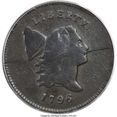 1796 C-1, B-1 Half Cent, Fine 12