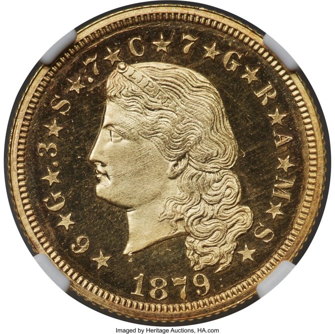 1879 Flowing Hair Stella, PR66 Cameo