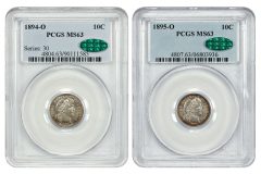 1894-O and 1895-O Barber dimes