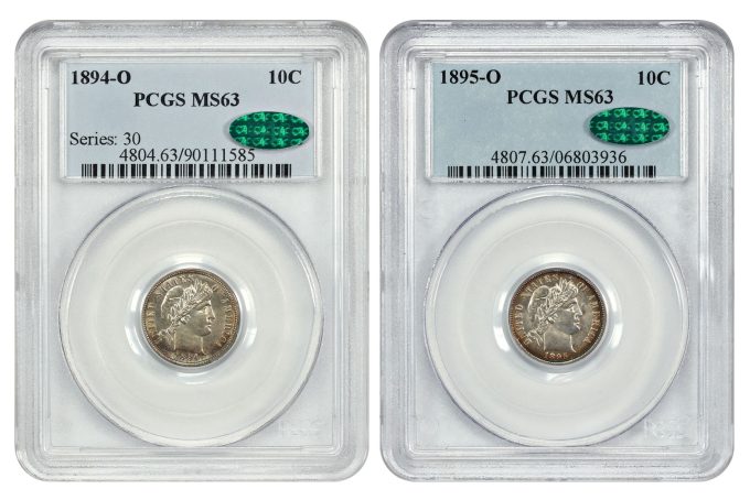 1894-O and 1895-O Barber dimes