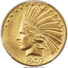 1907 $10 Rolled Edge, JD-1, R.8, PR67 PCGS