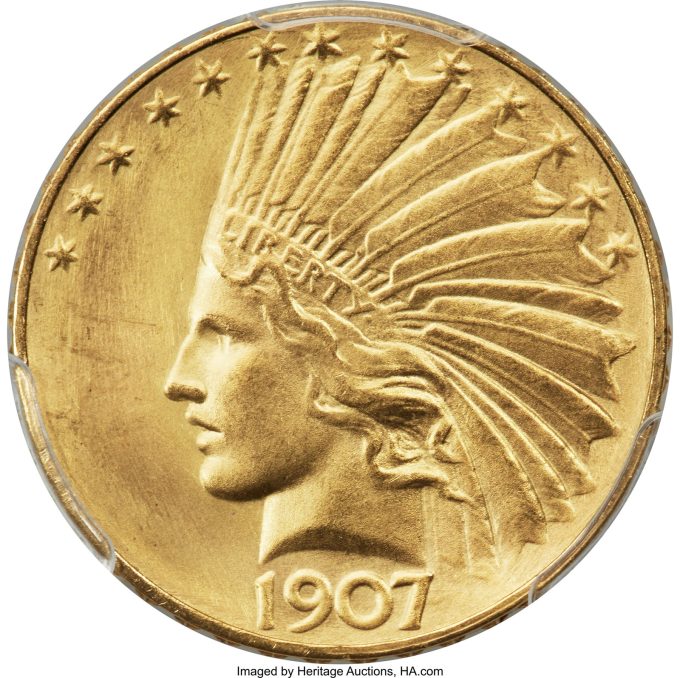 1907 $10 Rolled Edge, JD-1, R.8, PR67 PCGS