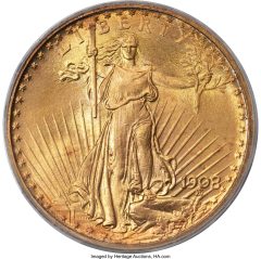 1908-S Double Eagle, MS67