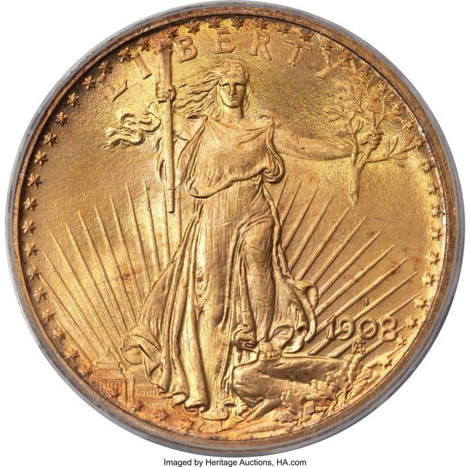 1908-S Double Eagle, MS67