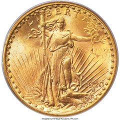 1920-S Double Eagle MS64 PCGS. CAC. HA-2