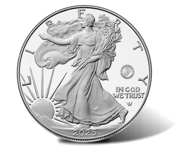 2025-P Proof American Silver Eagle - Marine Corps privy mark