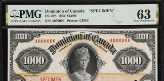Rare World Notes Shine in Stack’s Bowers Fall 2025 Maastricht Sale CANADA--DOMINION OF CANADA. Dominion of Canada. 1000 Dollars