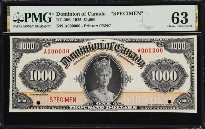 CANADA--DOMINION OF CANADA. Dominion of Canada. 1000 Dollars