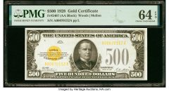 Fr. 2407 $500 1928 Gold Certificate. PMG Choice Uncirculated 64 EPQ