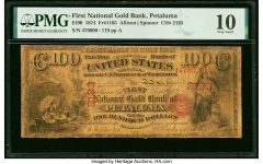 Petaluma, CA – $100 1874 Fr. 1165 The First National Gold Bank Ch. # 2193 PMG Very Good 10