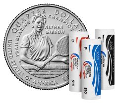 US Mint image 2025 P D S Althea Gibson quarter and rolls