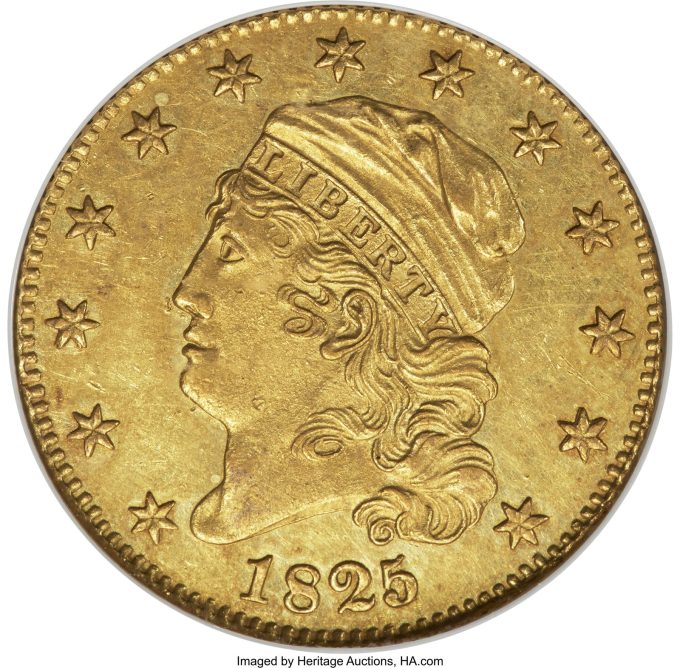 1825/4/1 Half Eagle, BD-3, MS61 NGC. HBJ-259