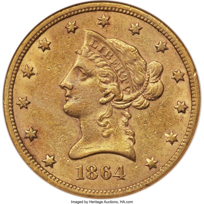 1864-S Liberty Eagle, AU55 NGC