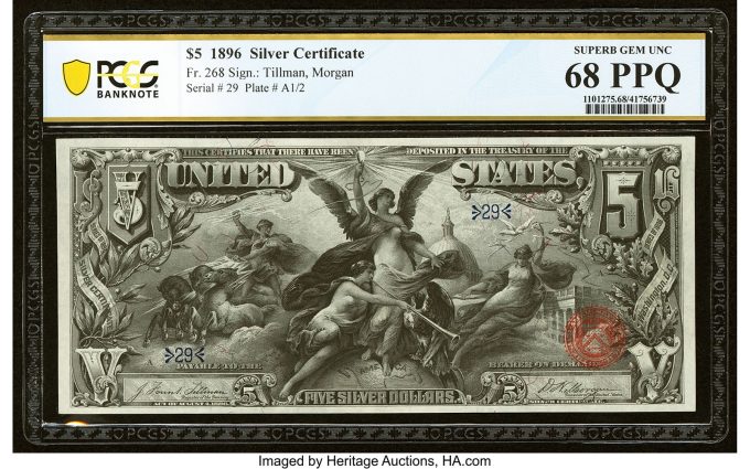 Low Serial Number 29 Fr. 268 $5 1896 Silver Certificate