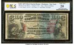 Rochester, NY – $100 1875 Fr. 458 The Flour City National Bank
