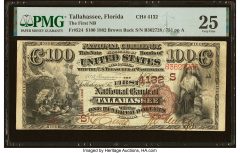 Tallahassee, FL – $100 1882 Brown Back Fr. 524 The First National Bank