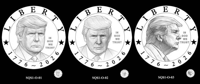 Candidate Obverse Designs 2026 Semiquincentennial Trump $1 Coin