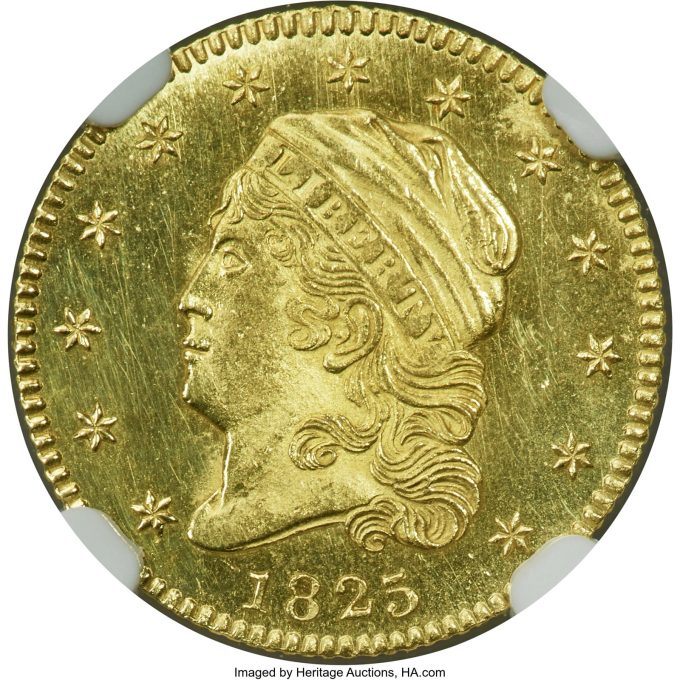 1825 BD-2 Quarter Eagle MS66 | CoinNews 1825 BD-2 Quarter Eagle MS66