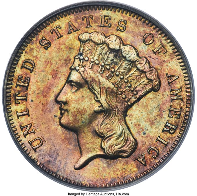 1865 Judd-441 Three Dollar PR63 Brown | CoinNews 1865 Judd-441 Three Dollar PR63 Brown