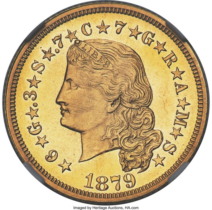 1879 Flowing Hair Stella PR65 Cameo | CoinNews 1879 Flowing Hair Stella PR65 Cameo