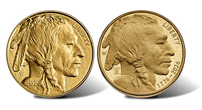 2025-W vs. 2026-W Proof American Gold Buffalo obverses