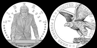 U.S. Mint 2026 Trump Gold Coin Advances, Large Size Considered 2026 President Trump Gold Coin Design - Obverse and Reverse