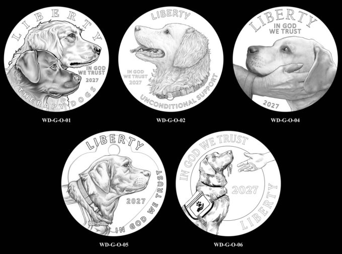 2027 Working Dog Gold Coin - Obverse Candidate Designs | CoinNews 2027 Working Dog Gold Coin - Obverse Candidate Designs