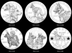 2027 Working Dog Half Dollar – Obverse Candidate Designs