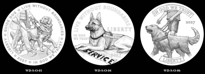 2027 Working Dog Silver Dollar - Obverse Candidate Designs | CoinNews 2027 Working Dog Silver Dollar - Obverse Candidate Designs