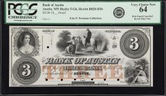 $3 Proof impression on the Bank of Austin