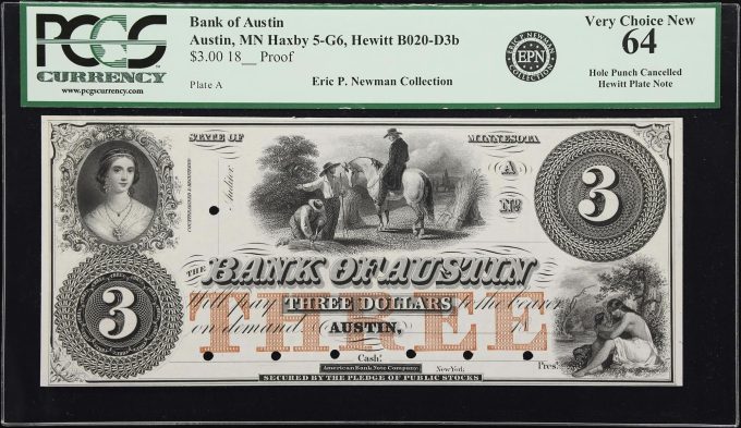  Proof impression on the Bank of Austin