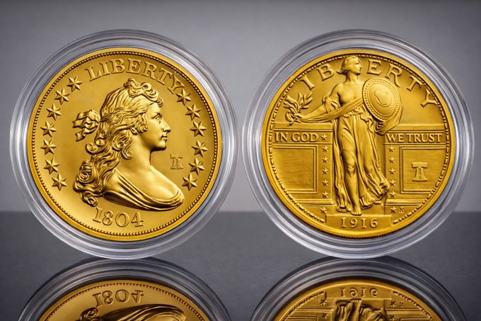 Best of Mint 1804 dollar and 1916 Standing Liberty gold coins
