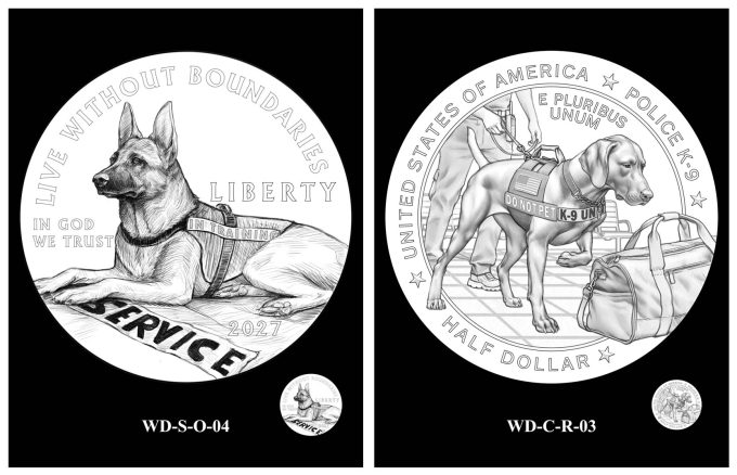 CFA 2027 Working Dog Half Dollar Design Recommendations | CoinNews CFA 2027 Working Dog Half Dollar Design Recommendations